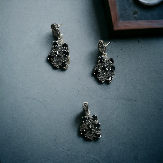 92.5 Silver Marcasite pendant set