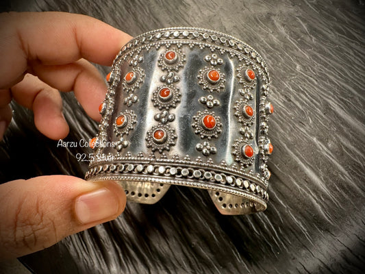 92.5 Silver coral studded designer kada/cuff