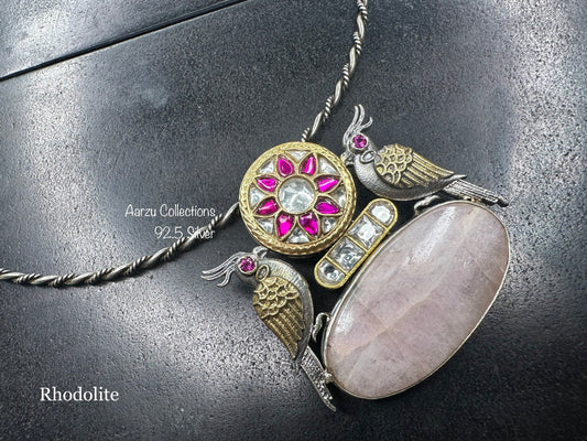 92.5 Silver fusion Rhodolite pendant