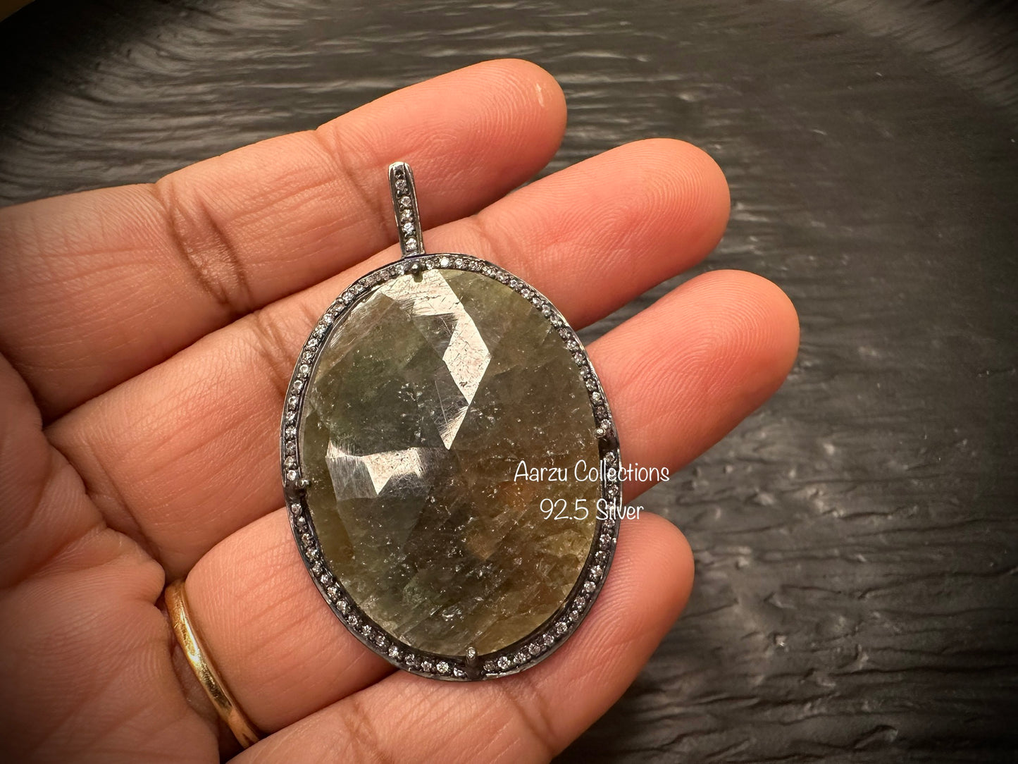 92.5 Silver natural sapphire pendant