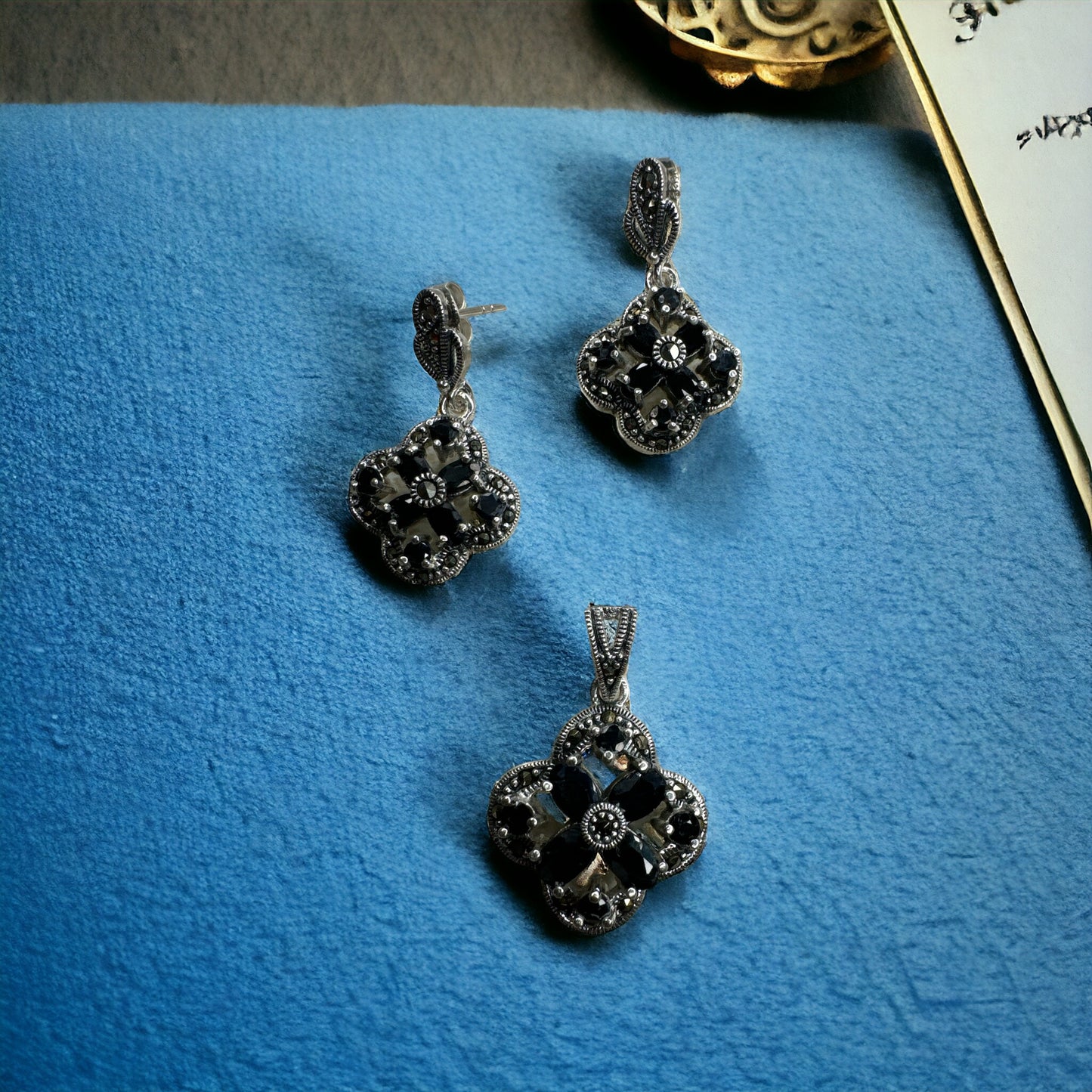 92.5 Silver Marcasite pendant set