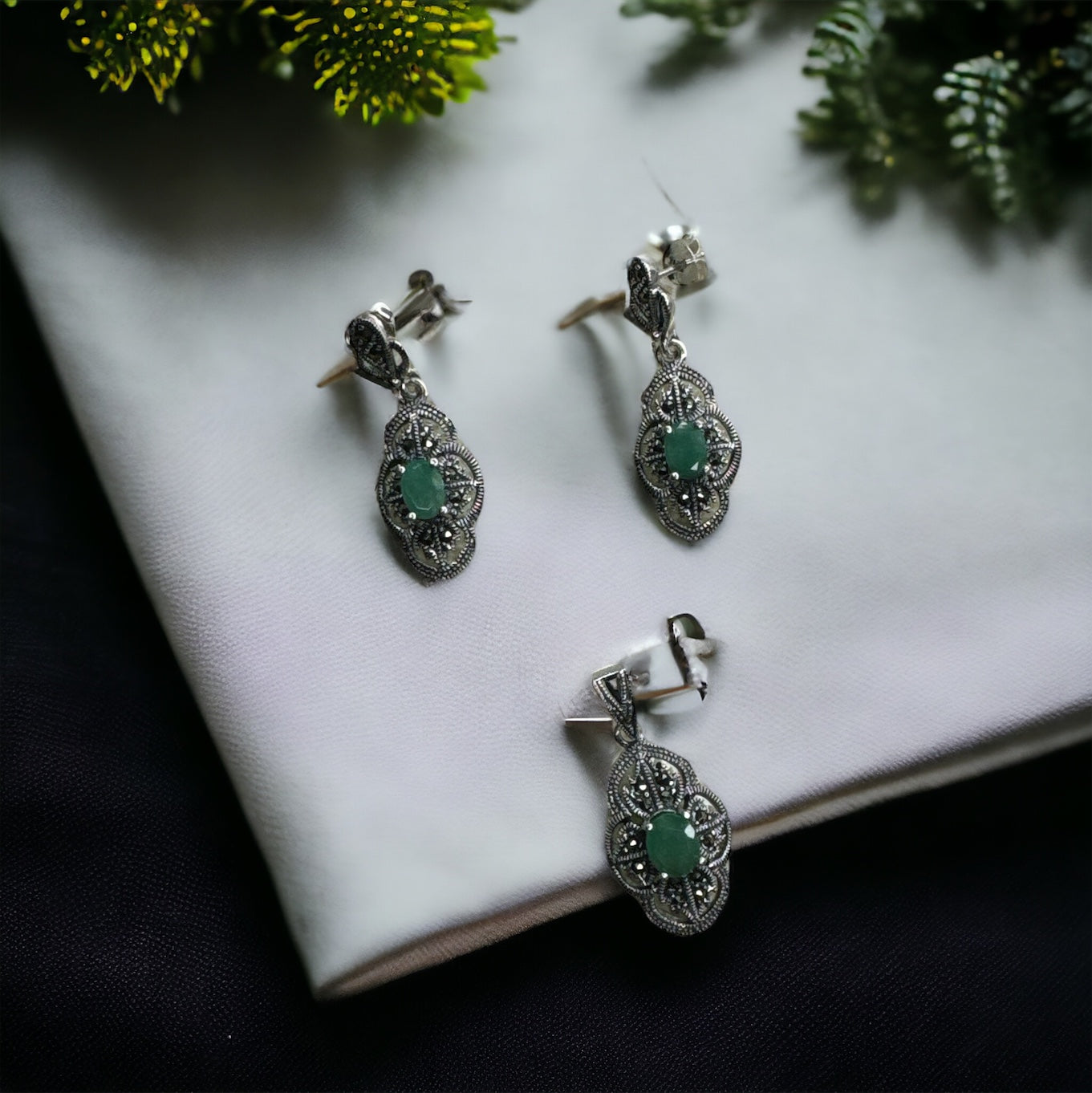 92.5 Silver Marcasite pendant set