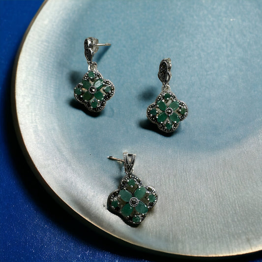 92.5 Silver Marcasite pendant set