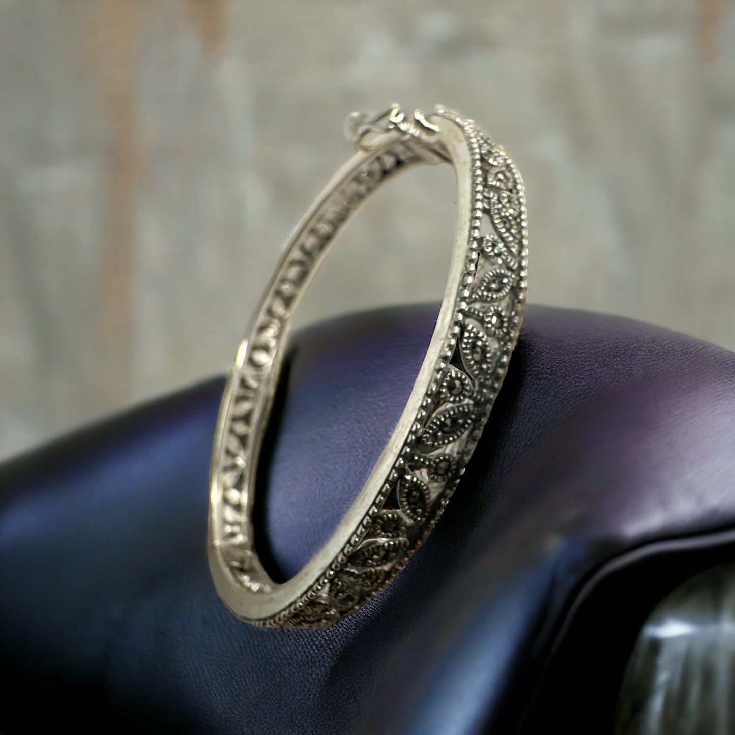 92.5 Silver Marcasite Openable Bangle