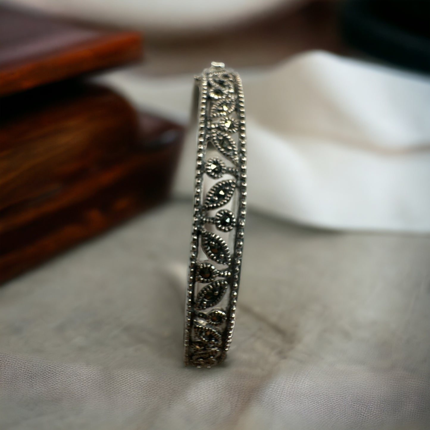 92.5 Silver Marcasite Openable Bangle