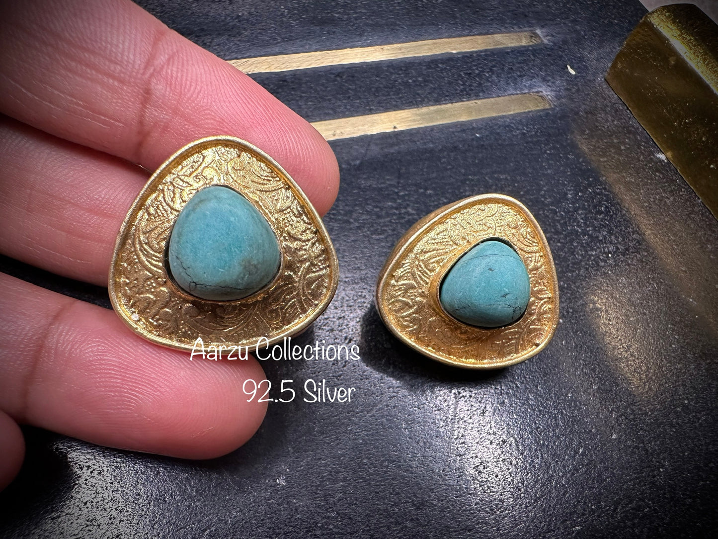 92.5 Silver  Natural Turquoise Stone Studs