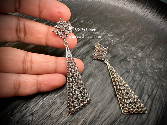 92.5 Silver base polki earrings