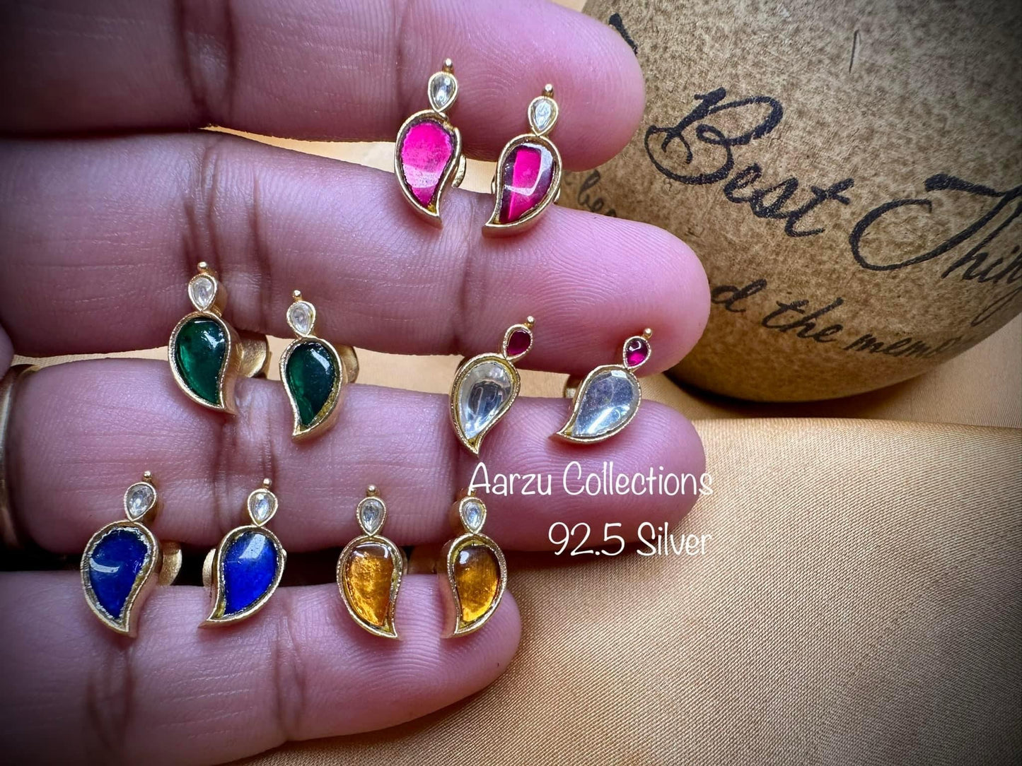 92.5 Silver base Kundan Jadau studs