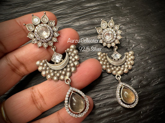 92.5 Silver Kundan Earrings