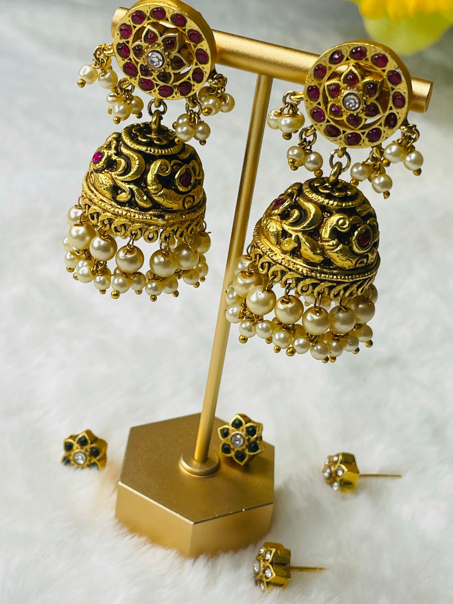 Kundan Jadau changeable stud jhumkas