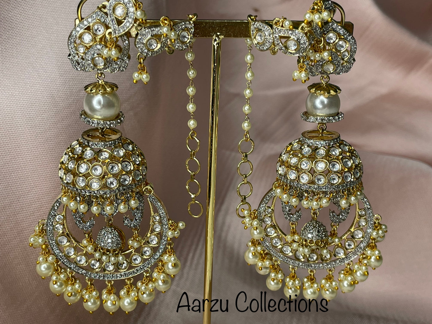 Kundan and American Diamond Statement Earrings