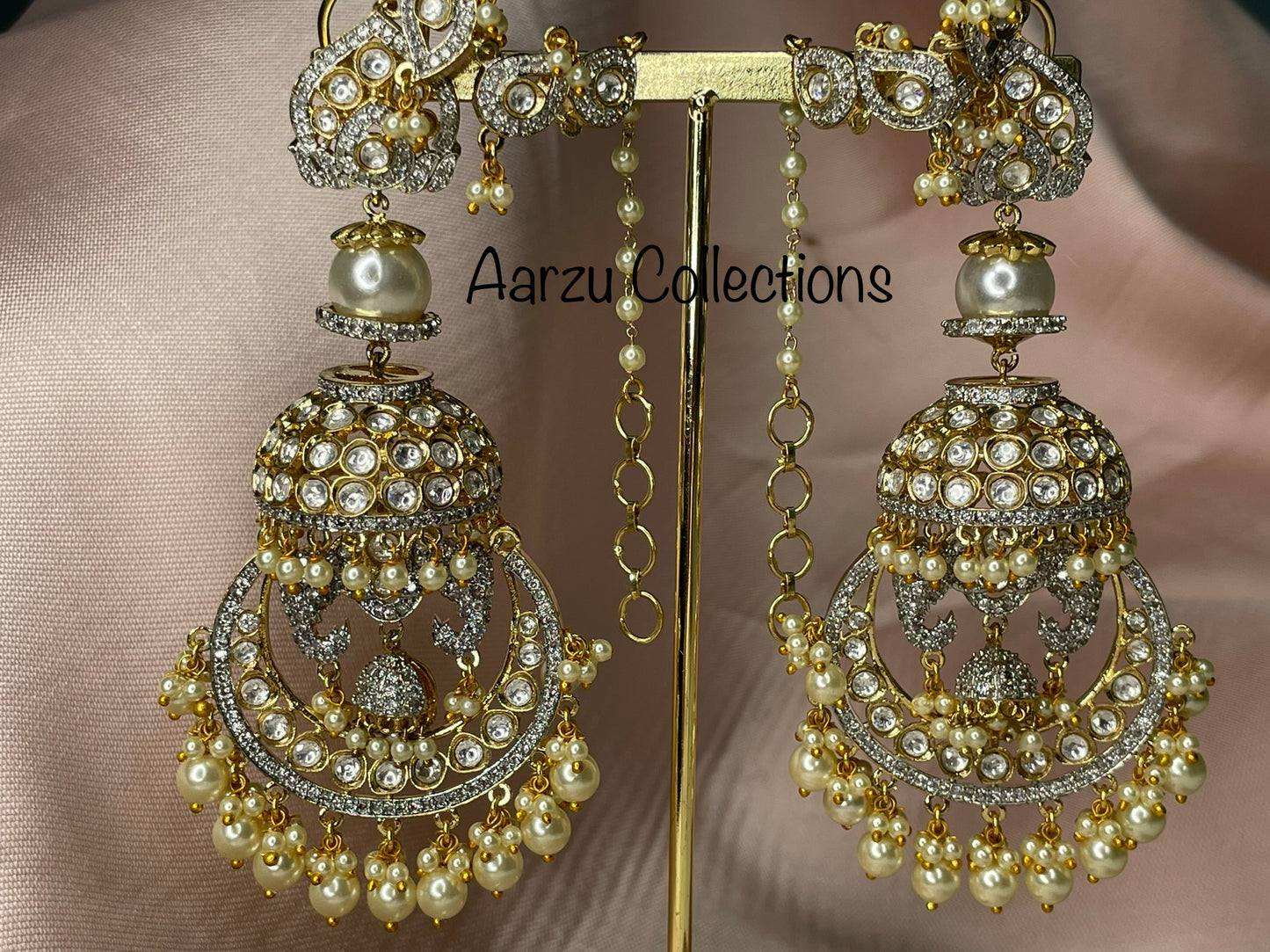 Kundan and American Diamond Statement Earrings