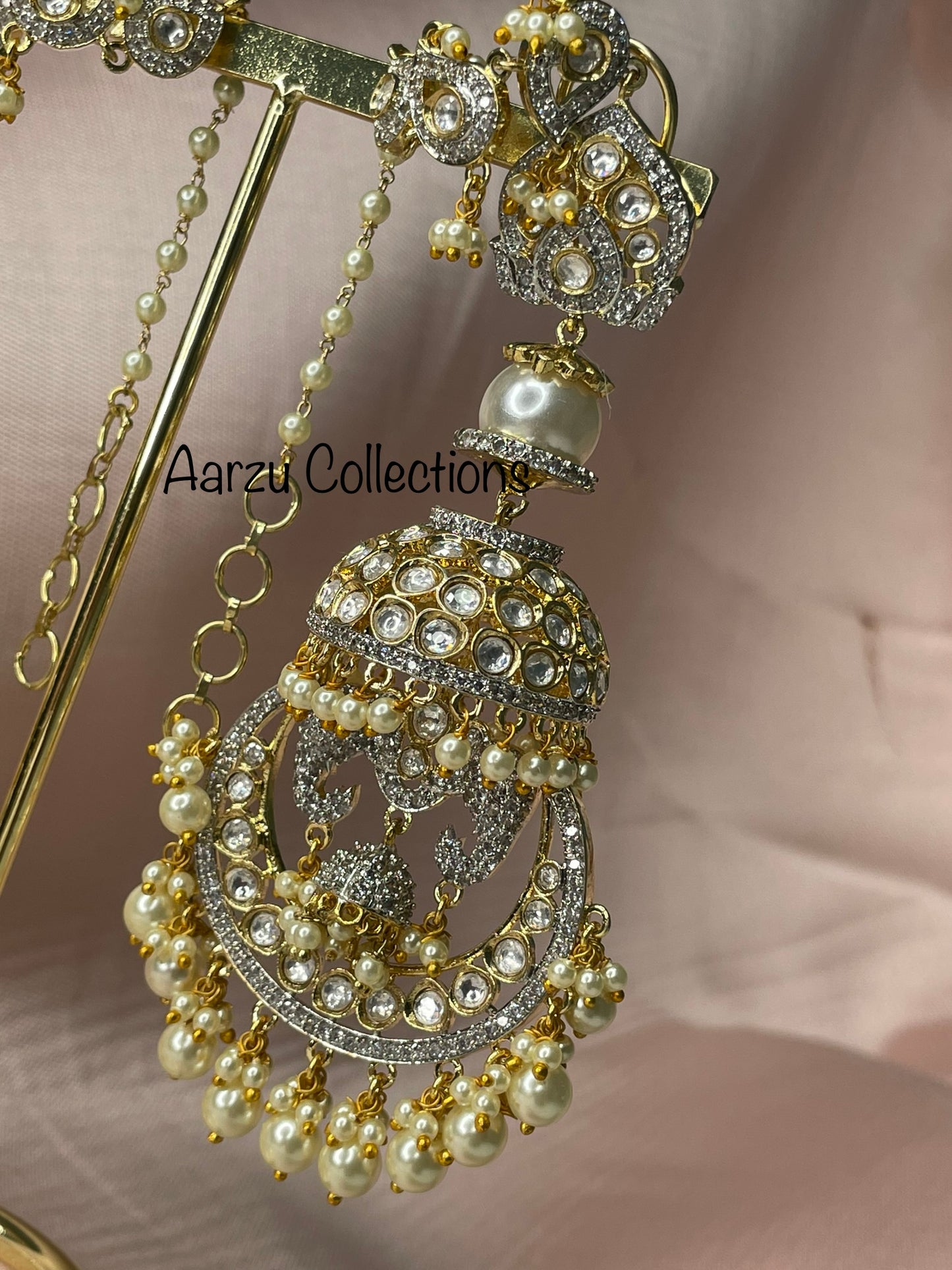 Kundan and American Diamond Statement Earrings