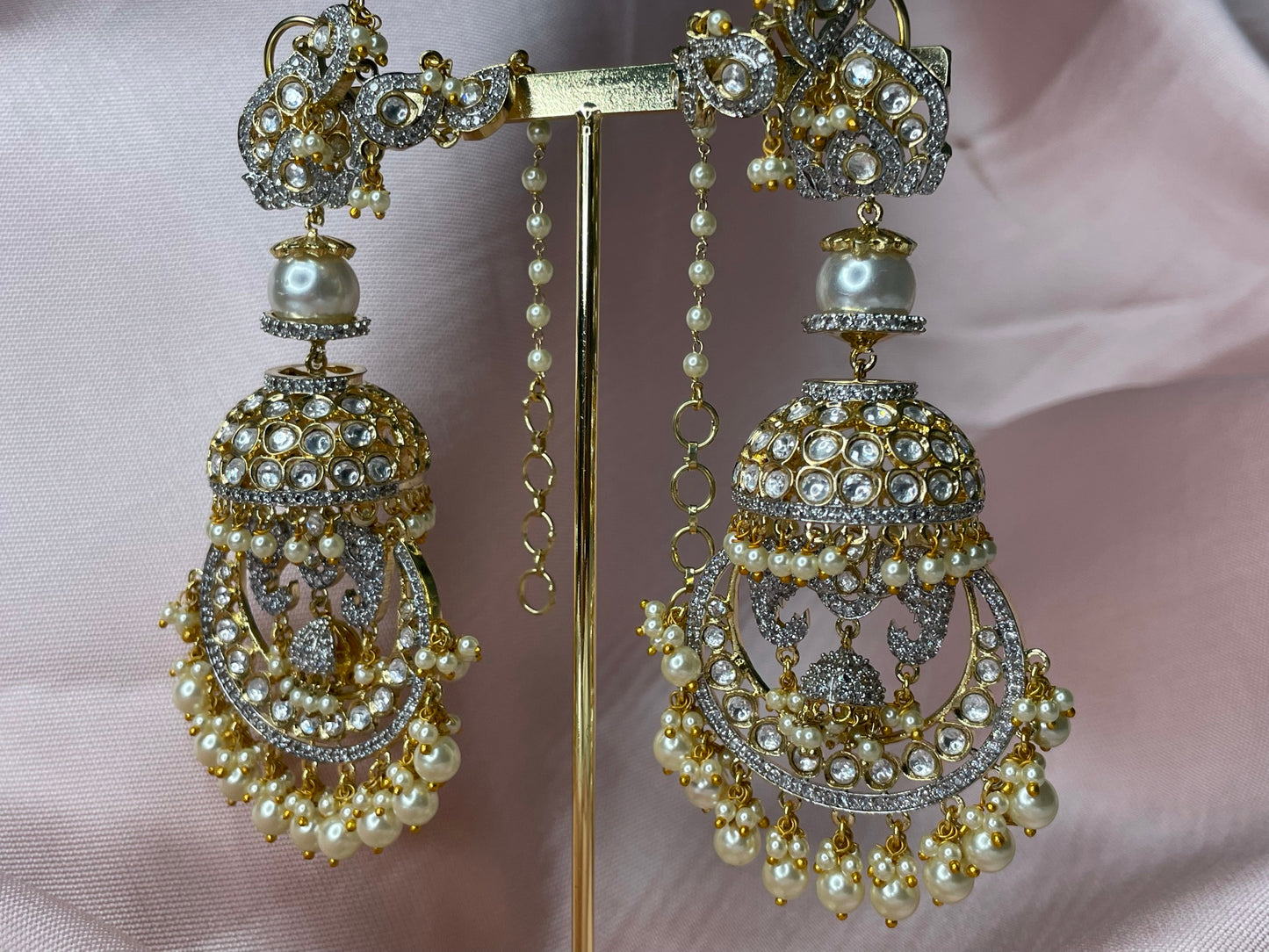 Kundan and American Diamond Statement Earrings