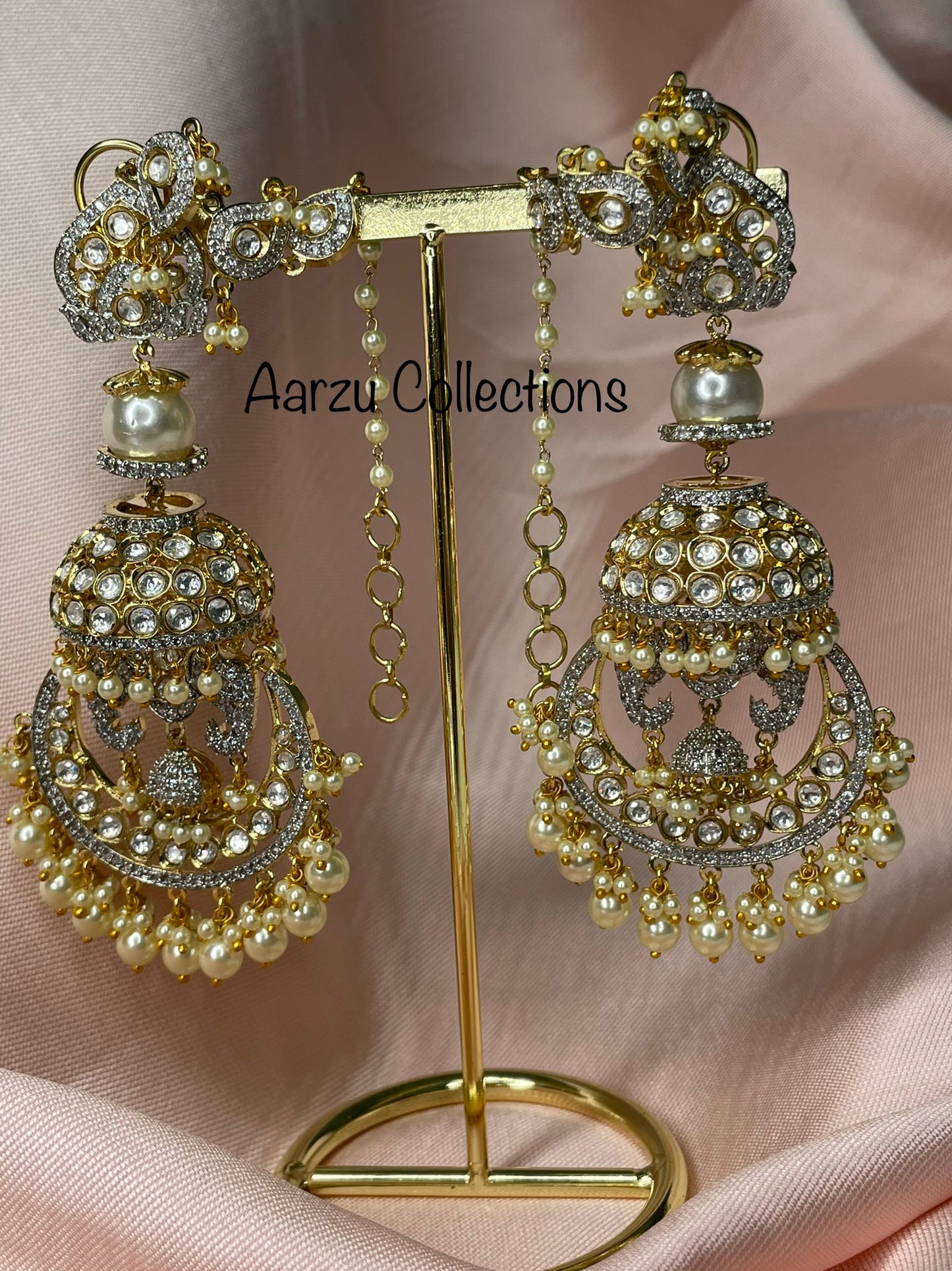 Kundan and American Diamond Statement Earrings