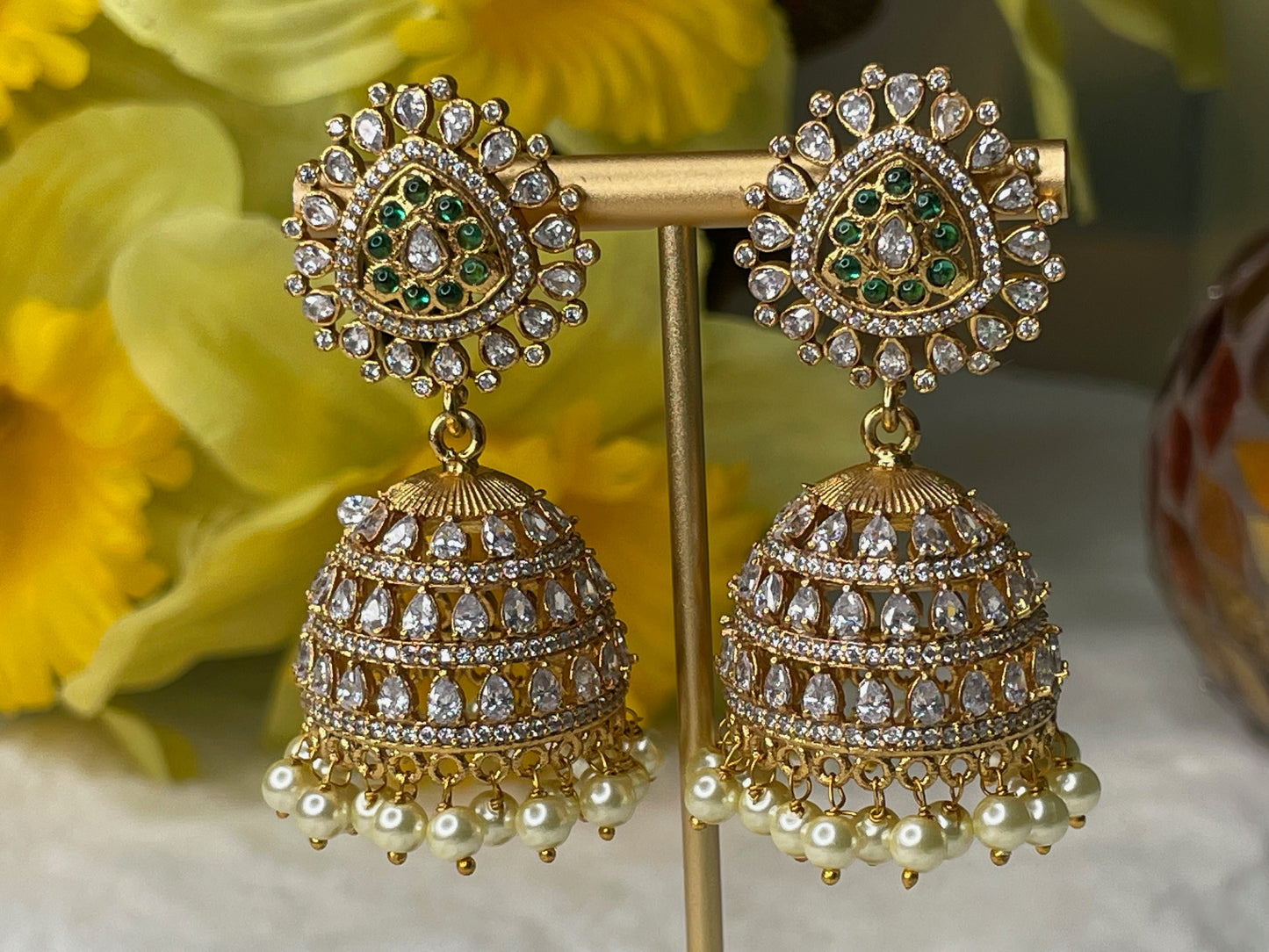 Moissanite Stone Jhumkas