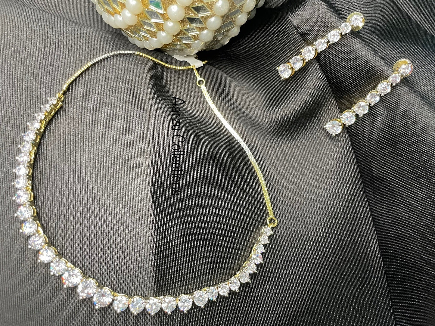 Contemporary American Diamond Necklace and Earrings Set