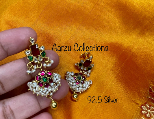 92.5 Silver Jadau Earrings - 23 g