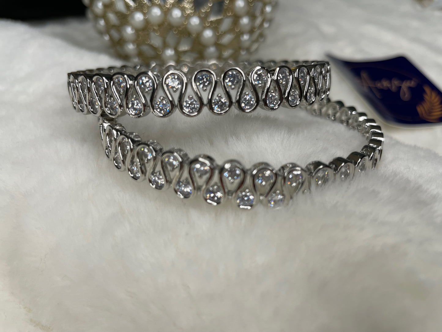 American Diamond Bracelets/Bangles with Platinum Finish