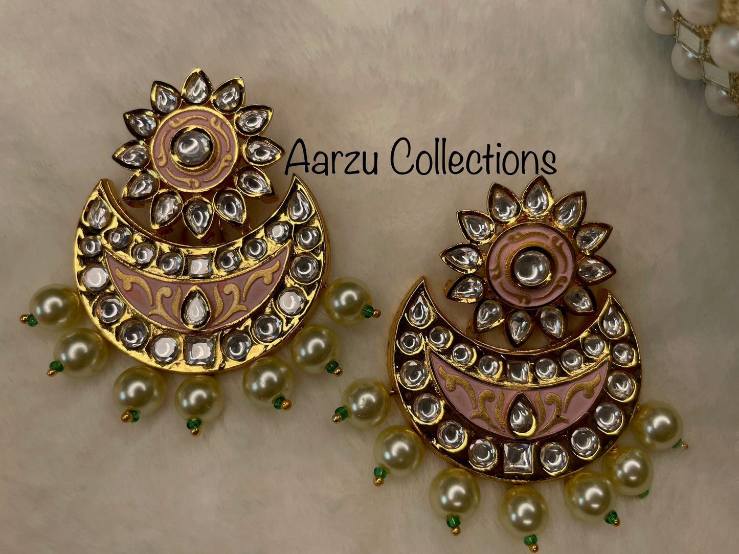 Silver Foil Kundan with real Meenakari Chandbalis