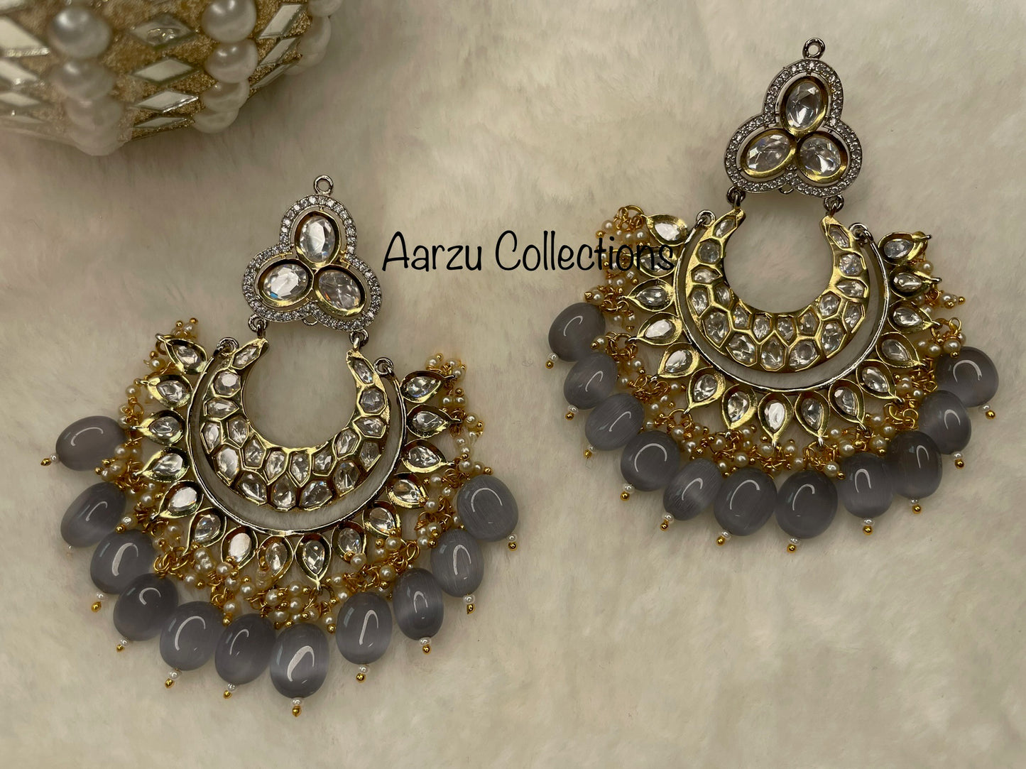 Kundan and American Diamond Chandbali