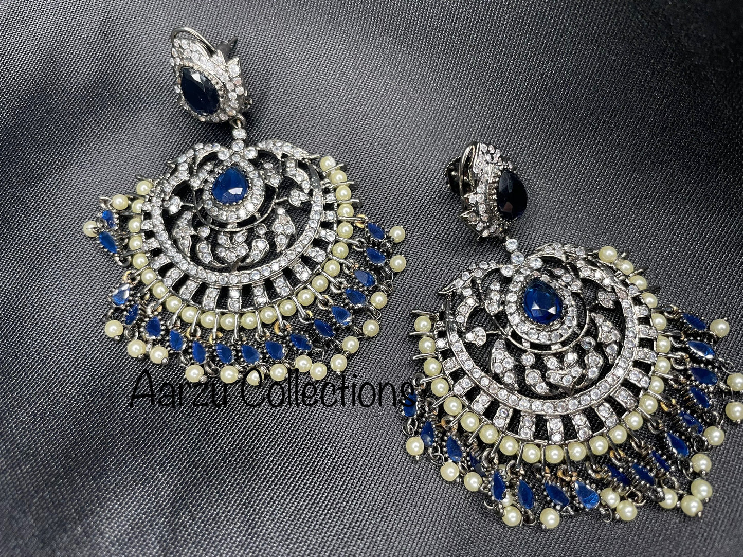 Sabya Inspired Victorian Finish American Diamond Earrings