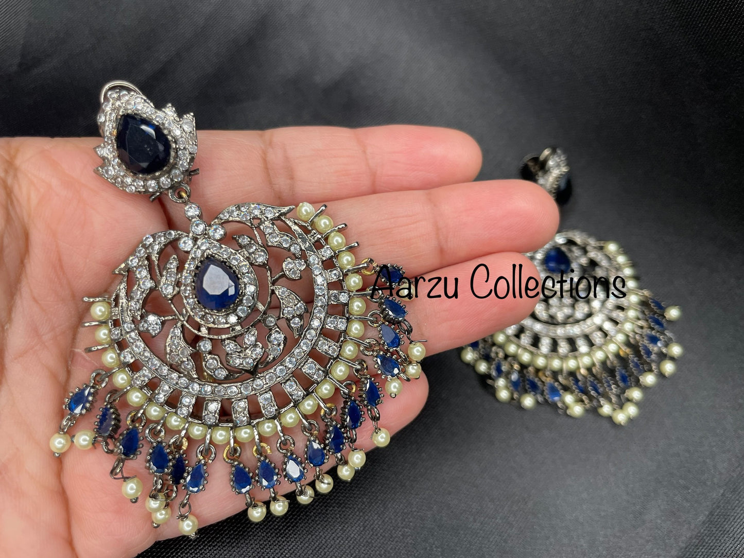 Sabya Inspired Victorian Finish American Diamond Earrings