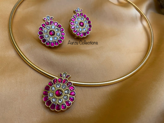 92.5 Silver Kundan Jadau pendant set - 29 g