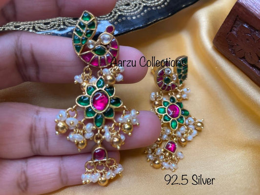 92.5 Silver base Kundan Jadau earrings - 31 gms