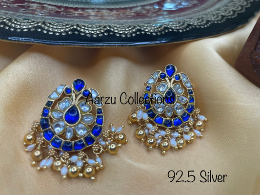 92.5 Silver base Kundan Jadau studs - 32 gms