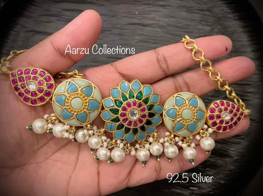 92.5 Silver kundan choker -  74 gms