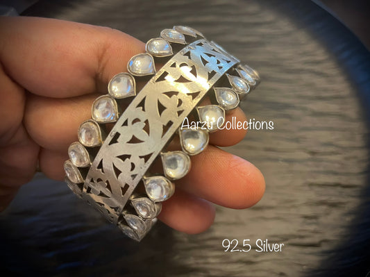 92.5 Silver Polki Kundan bangle