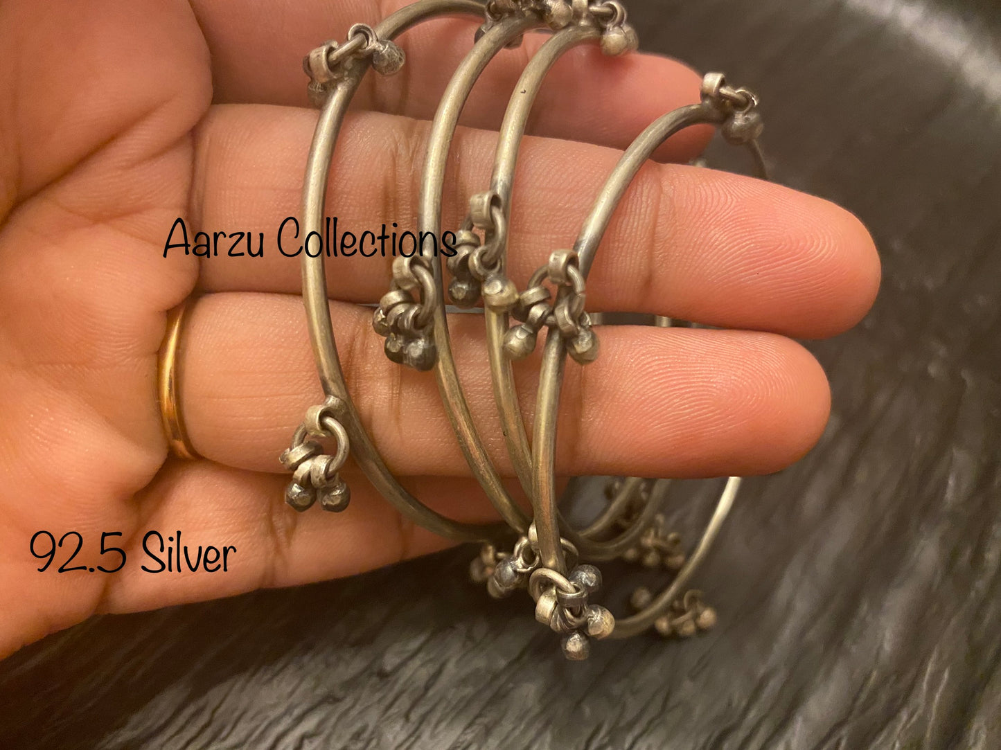 92.5 Silver Ghunguroo bangles  - 57 gms