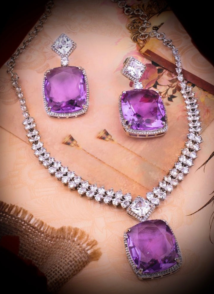 American Diamond and doublet Necklace and Earrings