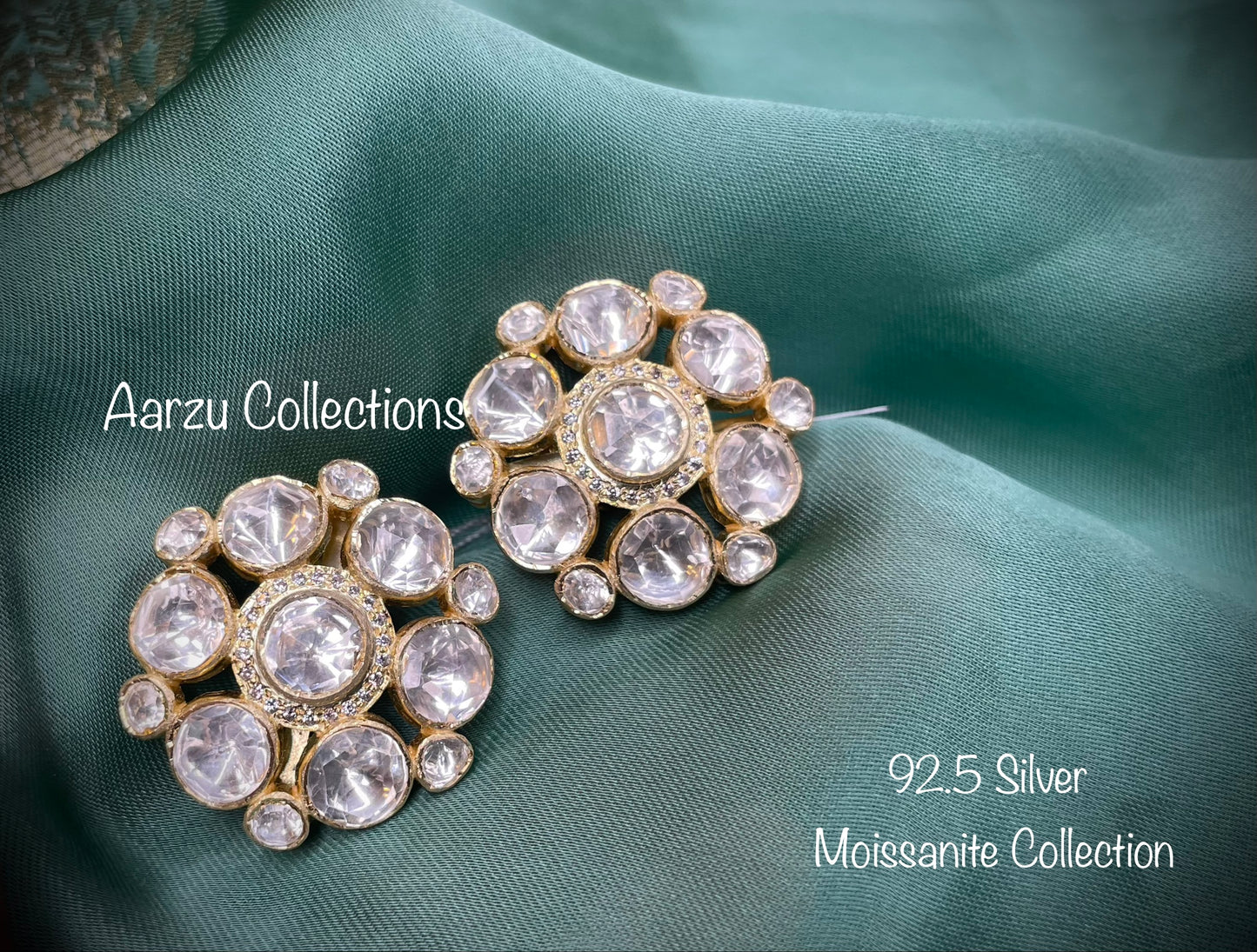 92.5 Silver Moissanite Earrings - 18 gms