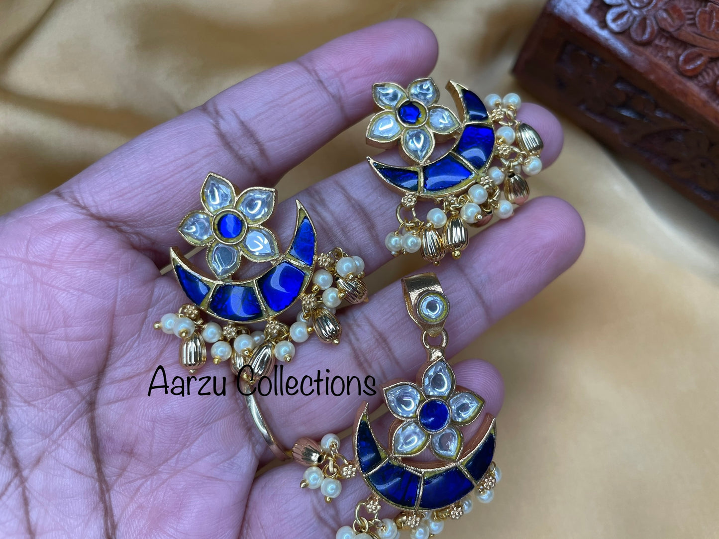 Kundan Jadau Pendant Set - Blue