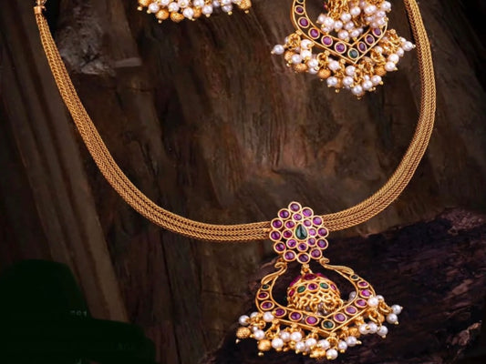 Kemp detachable chandbali Necklace Set