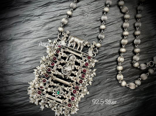 92.5 Silver pendant with matar mala