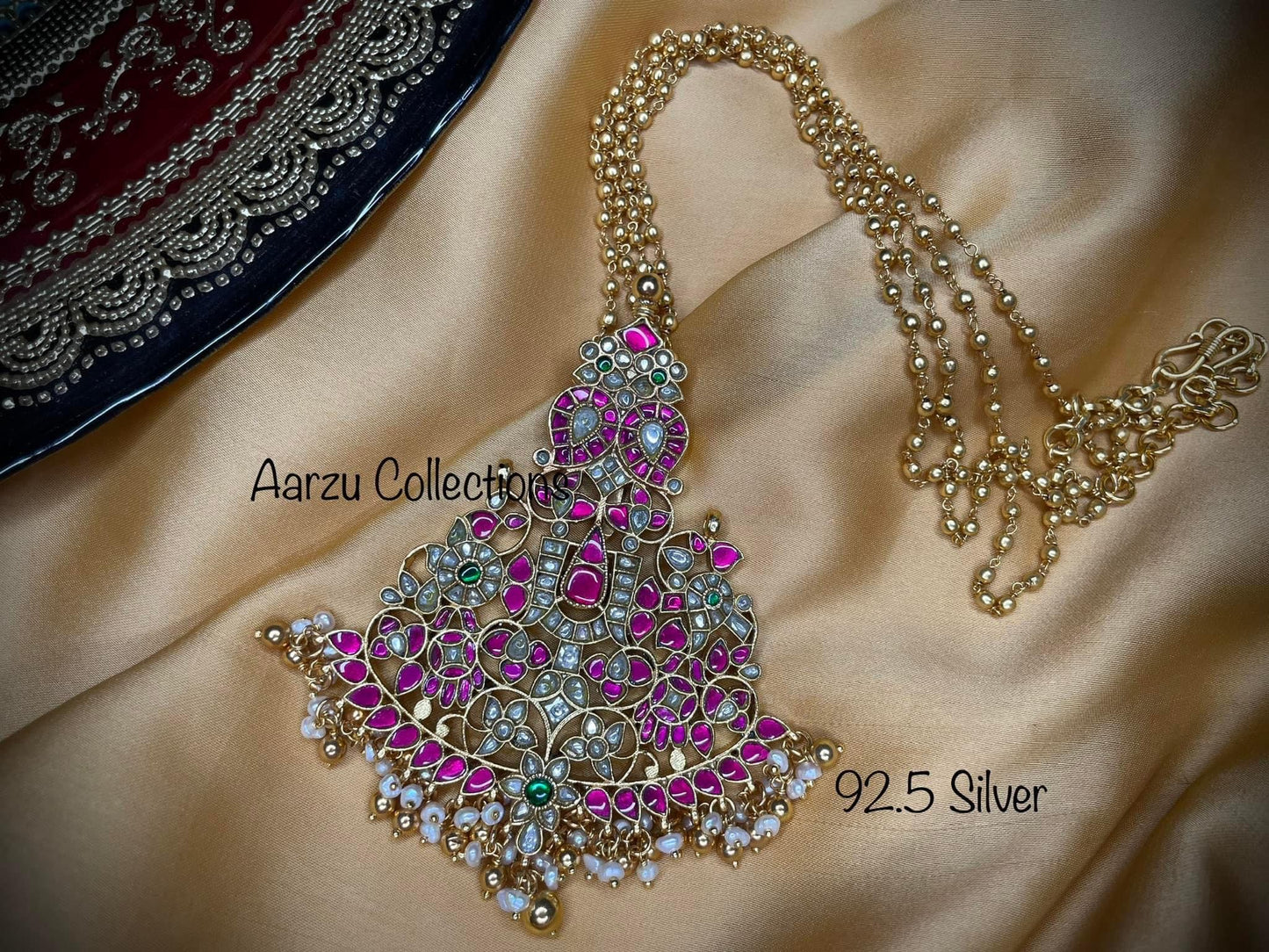 92.5 Silver base Kundan Jadau necklace set