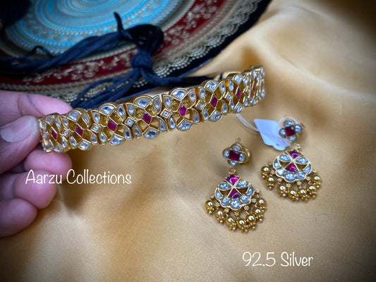 92.5 Silver kundan jadau choker