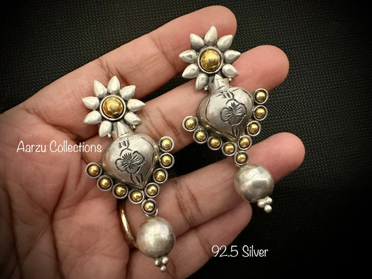 92.5 Silver dual tone Earrings - 22 gms