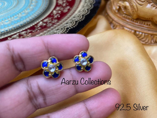 92.5 Silver base Kundan Jadau studs - 8gms