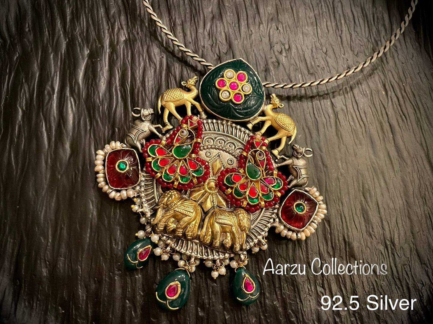 92.5 Silver hasli with statement pendant - fusion collection