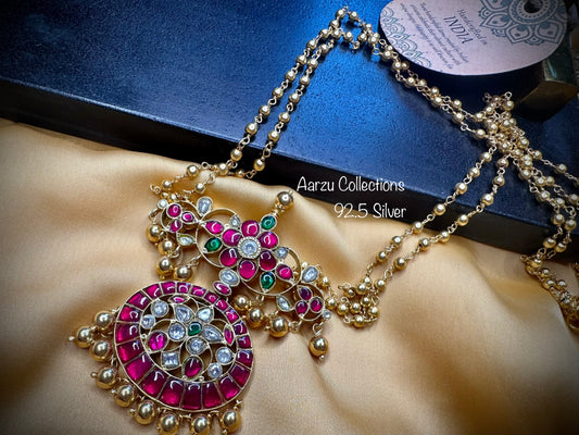 92.5 Silver base Kundan Jadau necklace