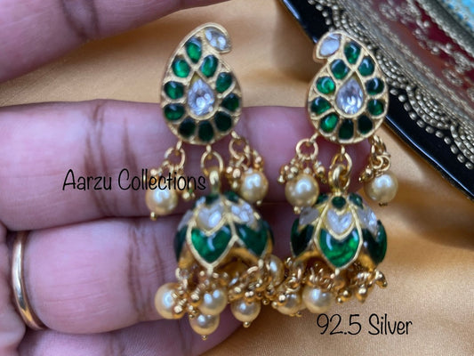 92.5 Silver Jadau Earrings - 28 g