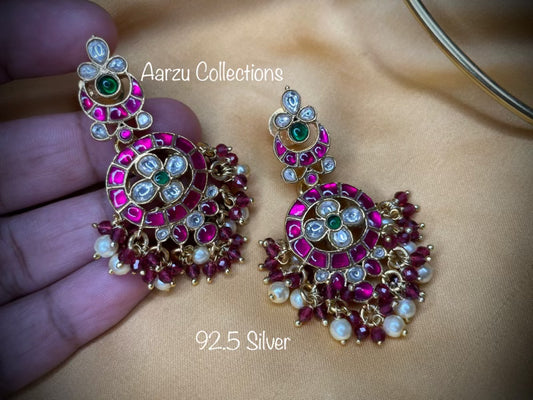 92.5 Silver Jadau Earrings - 35 g