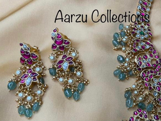 92.5 Silver base Kundan Jadau earrings