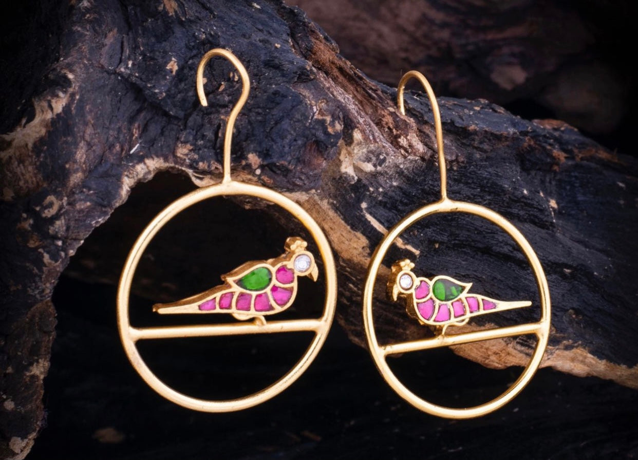 Kundan Jadau Bird contemporary earrings