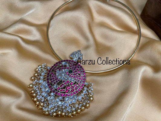 92.5 Silver Kundan Jadau Pendant - 70 gms