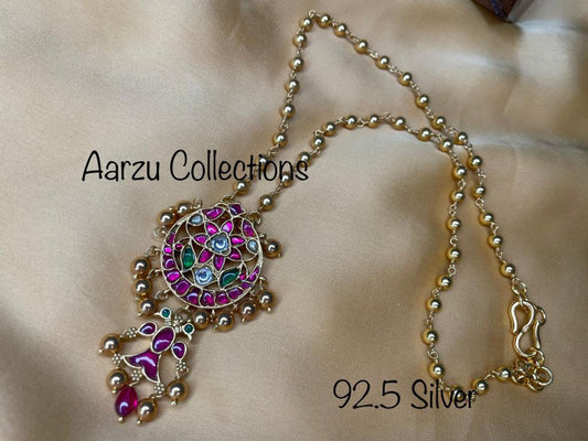 92.5 Silver base Kundan Jadau pendant - 21 gms